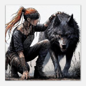Picture of the canvas print "Rowan and the Black Wolf"